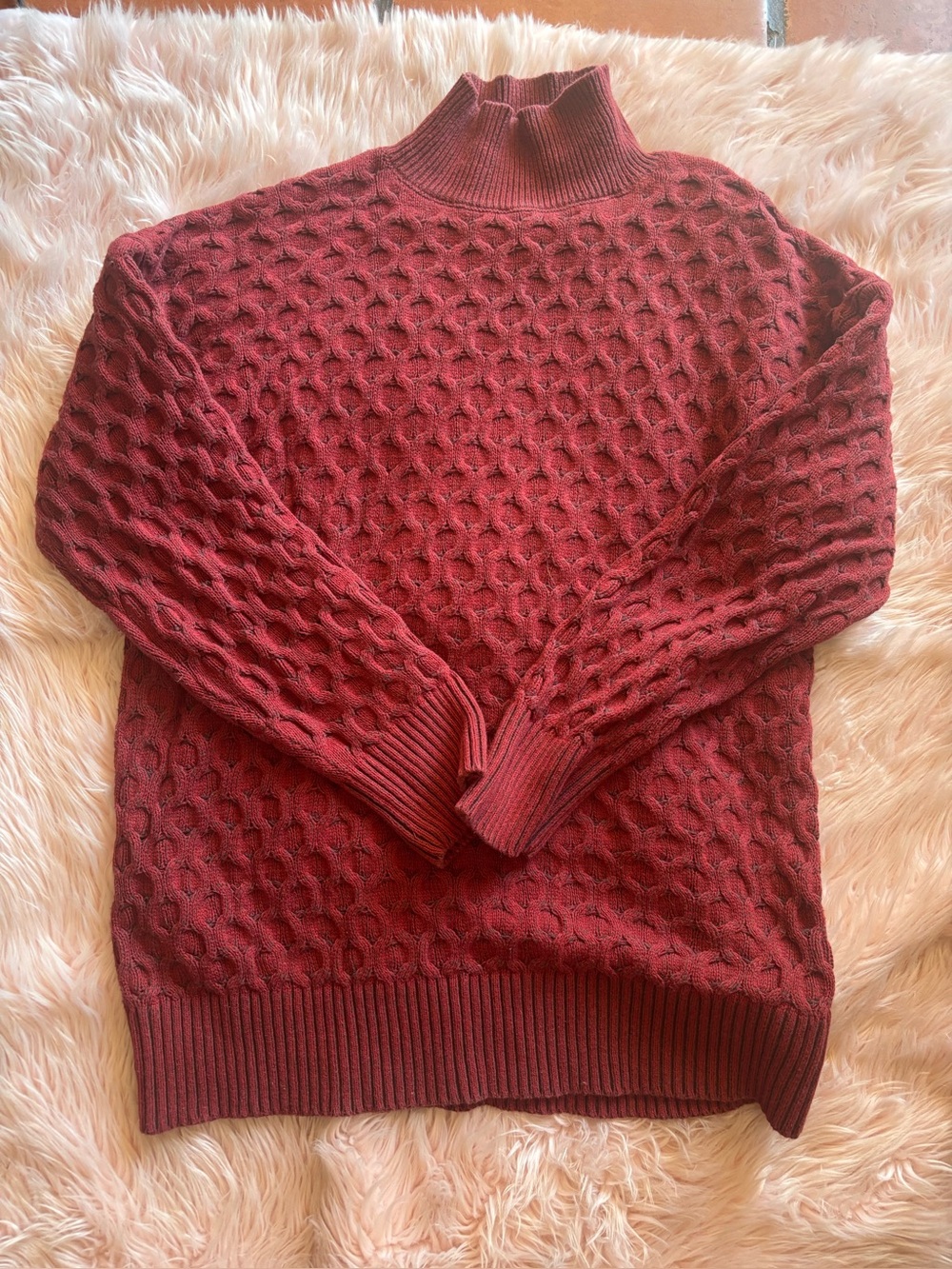 Knox Rose Cable Knit Turtleneck Sweater in Burgundy